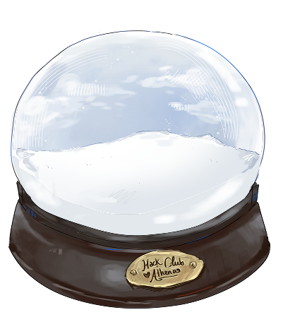 a snowglobe, it says hack club athena.